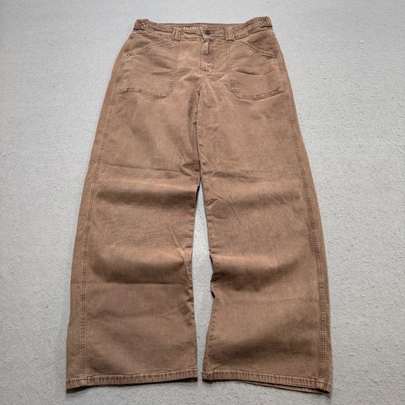 American Eagle Outfitters Pants - American Eagle Work Pants Women's 10 Brown Wide Leg High Rise Baggy Fit Utility